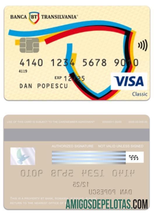 Romania BT Bank Visa Classic Card real example